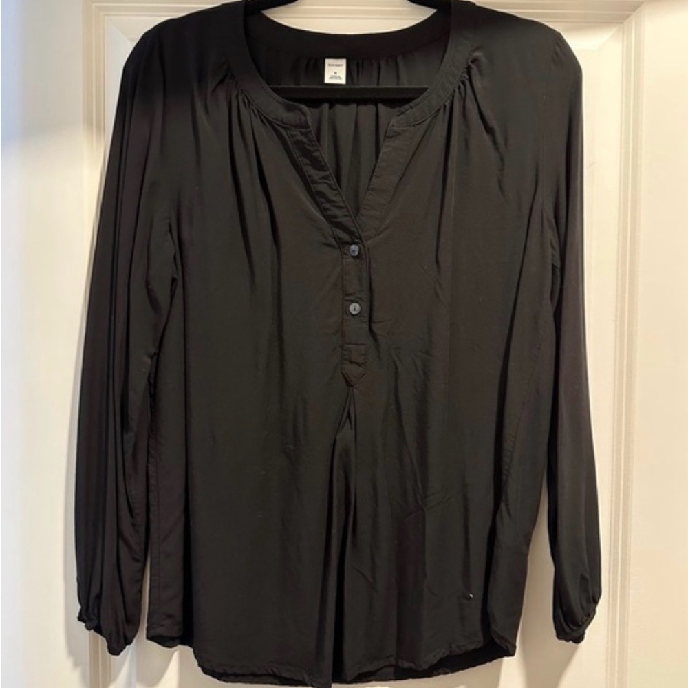 Old Navy 1XL Plus BLK Blouse‎ Work Wear Boho Lightweight Flowy